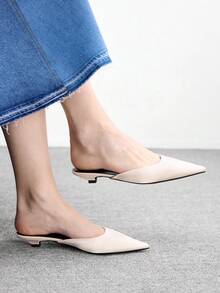 CUCCOO BIZCHIC Ballet Lace-Up Straps Pointed Kitten Heel Stiletto High Heels Shoes Leather Shoes - Pink - View 1