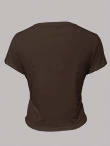 INAWLY Women's Casual Knight Print Short Sleeve T-Shirt, Summer - Brown - View 2