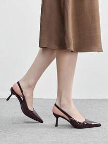 CUCCOO BIZCHIC Bombas de punta fina minimalistas y casuales para mujeres para Navidad - Óxido marrón - Ver 4