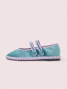 CUCCOO DOLLMOD Women's Fashionable Versatile Casual Commuter Contrast Trim Flats Spring Shoes - Ice Water - View 2