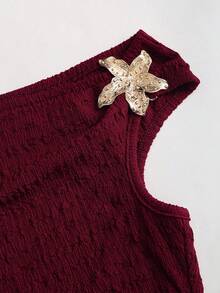 Sweetra Fashionable Tie-Up Butterfly Elegant Metal Buckle Convertible Bodysuit, Burgundy, Slim Fit, Casual & Party Wear For Women, Spring/Summer - Burgundy - View 3