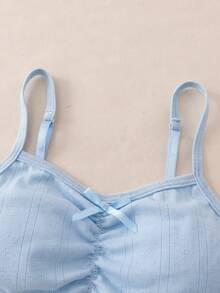 SHEIN 少女纯色蝴蝶结装饰舒适日常文胸 - 彩色 - 查看 5
