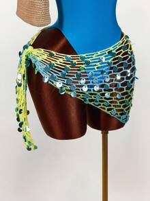 Amplova 女士渐变亮片刺绣薄纱罩衫，性感迷人，适合度假、音乐节，可爱春夏泳装 - 彩色 - 查看 14