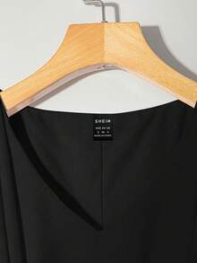 Franclia Áo sơ mi nữ 2 trong 1 chất liệu chiffon phối họa tiết tay cánh dơi, kiểu áo croptop eo cao. - màu đen - Xem 6