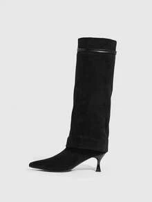 CUCCOO SZL Women's Pointed Toe Buckle Design Fashion High Heel Over-The-Knee Boots Valentine's Day - Black - View 5