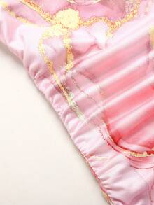 SHEIN 少女修身休闲碎花不对称肩连衣裙 - 粉色 - 查看 6