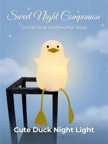 可爱动物床头灯柔软硅胶小夜灯 LED 可调光柔软鸭子灯 USB 可充电鸭子小夜灯 - 多色光 - 查看 7