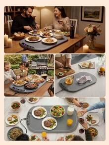 Teckwe 1 tấm lót hâm nóng thức ăn màu xám, khay hâm nóng thức ăn điện dùng cho nồi hâm nóng và tiệc buffet, máy hâm nóng thức ăn để bàn di động cho các bữa tiệc, 8 mức nhiệt độ, hẹn giờ 8 tiếng - phích cắm kiểu Anh - Xem 2