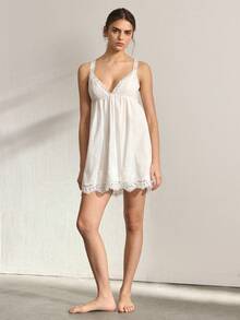 Ocili Women's Solid Color Lace Trim Camisole Nightgown - Multicolor - View 3