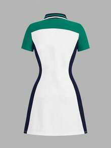 Damen Outdoor Lässig Kurzarm Kleid, minimalistisch für den täglichen Gebrauch - Weiss - Übersicht 2