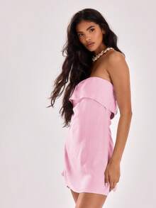 MUSERA 缝线细节摆裙 度假 夏季 春季 婚礼宾客 毕业典礼 优雅 可爱 性感 优雅 度假 海滩 假日 伊比沙岛 音乐节 秋季 夜生活 返校 约会 秋季圣诞派对 - 粉色 - 查看 5