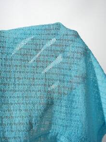 SaltGleam SaltGleam Blue Knitted Fabric Halter Neck Bodysuit Women's Sexy Sleeveless Design With Ring Detail Semi-Sheer Plain - Blue - View 7