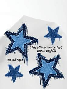 EMERY ROSE Casual Nautical Style Blue Star & Letter Print Plus Size 2 Pieces Set, Suitable For Summer Vacation - Multicolor - View 7