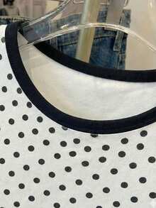 Resyla Blusa sin mangas para mujer, con patrón de lunares en contraste, versátil y de moda, linda para ir al trabajo y volver al colegio - Multicolor - Ver 3