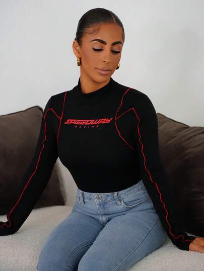 SAYEHFBABY 女士對比色卷領連體衣