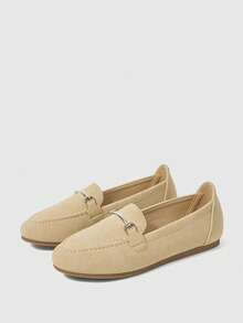 Sleekvia 2025春秋新款女士软底平底圆头乐福鞋 - 杏色 - 查看 10