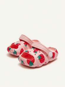Cozy Pixies Một đôi dép bít mũi thoáng khí cho bé, dép bít mũi in hình dâu tây mùa hè, dép đi biển ngoài trời chống trơn trượt cho trẻ em, dép đi trong nhà hàng ngày. - Hồng - Xem 4