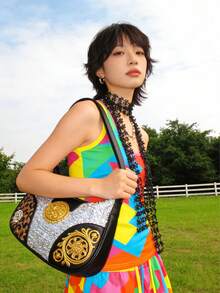 女士亮片围巾，配有闪亮链条、褶皱领口、蝴蝶结、网纱围巾、亮片网纱、宽项链和发带，适合狂欢节和派对，长度 160 厘米。 - 彩色 - 查看 8