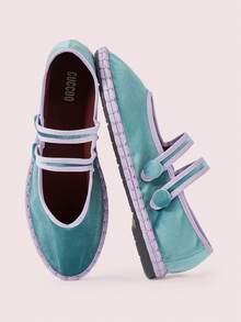 CUCCOO DOLLMOD Women's Fashionable Versatile Casual Commuter Contrast Trim Flats Spring Shoes - Ice Water - View 1