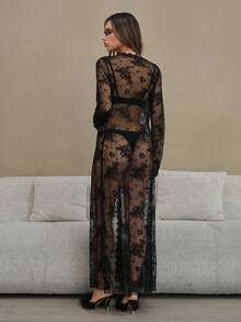 女式睡袍 - 黑色 - 查看 2