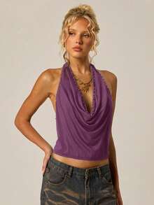 SHEIN Forever 21 夏季女士舞会/正式场合/海滩/度假/可爱/西式服装/商务休闲/优雅/生日/外出/夜店/办公室着装/音乐节/锐舞派对/工作服/高贵/乡村音乐会/早午餐/邮轮/老钱/机场/端庄/教堂/仙女风/下午茶/千禧年/街头风/2000年代/迪斯科/春假/毕业典礼/婚礼宾客/鸡尾酒会/复古/紧身/度假/科切拉音乐节/修身/7月4日女士/海滩度假装/校服/夜生活/上衣 - 紫色 - 查看 4