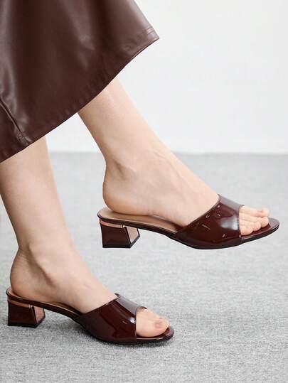 CUCCOO BIZCHIC 新款春夏女士露趾拖鞋，时尚低跟粗跟舒适套脚凉鞋