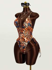 Zestiva Bộ đồ bơi liền thân dành cho nữ size 26SS mùa xuân/hè, gợi cảm và thanh lịch cho kỳ nghỉ biển, khu nghỉ dưỡng trên đảo, họa tiết da báo hoang dã và rực rỡ, cổ chữ V sâu, lưng hở nhiều dây, cắt cao ở chân, áo tắm liền thân. - Màu tím  Violet - Xem 5