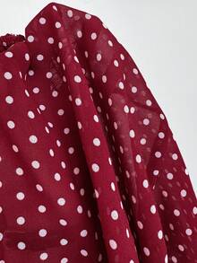 Sweetra Damprickig sexig bandeau-topp med knytband och rosett, ärmlös crop top, trendig söt och mångsidig sexig klubbklädsel, vår/sommar - Röd - Visa 6