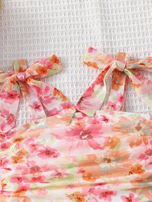 SHEIN Áo hai dây xếp ly họa tiết hoa nhí cho bé gái - Nhiều màu - Xem 6