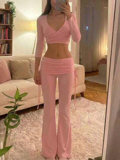 SHEIN ICON Clean Girl 女士休闲低腰喇叭裤