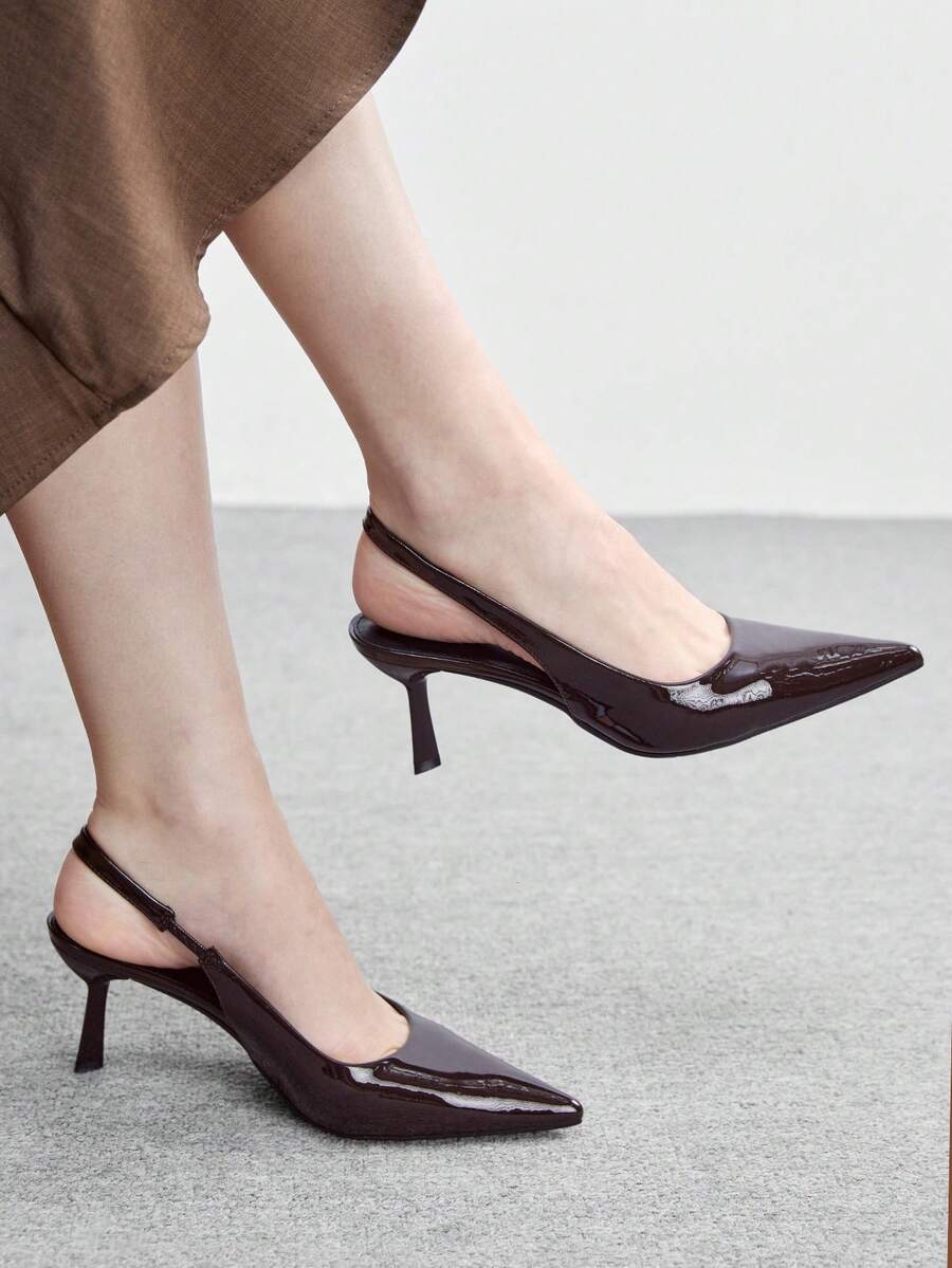 CUCCOO BIZCHIC Bombas de punta fina minimalistas y casuales para mujeres para Navidad - Óxido marrón - Ver 1