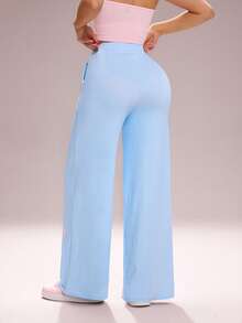 Sovereign Charm Quần legging thể thao nữ dáng rộng, in hình trái tim, màu xanh nhạt, có túi đựng điện thoại, thích hợp cho tập luyện và các hoạt động ngoài trời. - Màu xanh nhạt - Xem 2