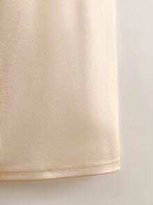 GlowEve 女士圆领串珠无袖休闲背心，珍珠缎面吊带背心，优雅闪亮背心，春夏度假装 - 杏色 - 查看 5