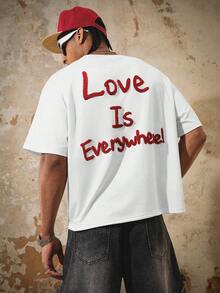 PAVTROS Camiseta de manga corta con cuello redondo y eslogan casual para hombres, versátil para uso diario. Camiseta boxy blanca con diseño rojo para hombres. Camisetas gráficas recortadas con eslogan y hombros caídos para hombres. - Blanco - Ver 5