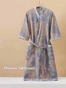 1 chiếc, Áo choàng tắm dài kiểu cổ điển, Áo choàng tắm bằng vải cotton gạc nguyên chất, Áo choàng tắm mùa hè, Thấm hút tốt, nhanh khô, Áo choàng tắm nữ, Khăn tắm có thể mặc được, Đồ ngủ mùa xuân và mùa hè, Vải gạc đôi, Đồ dùng phòng tắm, Đồ gia dụng - nhiều màu - Xem 14