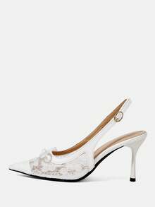 CUCCOO HITCHD 女士尖头搭扣设计日常百搭时尚高跟鞋 - 白色 - 查看 2