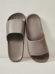 Cuccoo Ladies' Slip-On Slippers, Basic Style, Comfortable Foot Feel, Summer Beach Walking Slippers, Home Slippers, Solid Color, Suitable For Both Indoor And Outdoor Use Valentine's Day - Mocha Brown - View 1