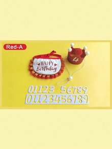 宠物狗/猫生日装扮派对配饰套装，包括帽子和围兜，可自由调节，可爱轻便，适合生日、节日派对等场合。 - 彩色 - 查看 15