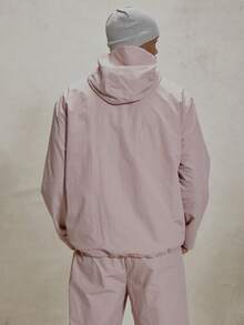 Musero Oversized Nylon Zip Through Funnel Neck Hood Jacket Large Cargo Style Pockets Tracksuit Co Ord Top Only Winter Essentials - Dusty Pink - View 2