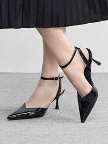 CUCCOO BIZCHIC Giày sandal cao gót mũi nhọn tối giản, thanh lịch màu đen dành cho nữ, thích hợp mặc đi làm hoặc đi làm. - màu đen - Xem 3