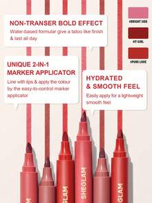 SHEGLAM Love Stained Lip Tint Marker-Pure Love Matte Red Lip Stain Pen Highly Pigmented Long-Lasting Lip Liner Contour Tint Lip Makeup Lip Combo Brand Beauty Makeup Face Paint Cosmetic For Women Girls Perfect For Spring Summer Ideal For Y2K Fancy Fashion Suitable For Birthday Mother'S Day Gift Rave Party Ready Best Color - Pure Love - View 4