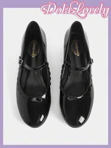 Dola Lovely 时尚蝴蝶结装饰女士高跟鞋，洛丽塔风格公主鞋，可爱粉色高跟鞋 - 黑色 - 查看 3