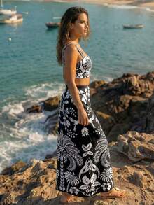 CAJUNI Women Two-Piece Outfits - Black and White - View 5