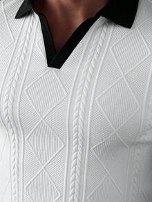 Manfinity Homme Men's Casual Contrast Cuff Polo Shirt Set - White - View 7