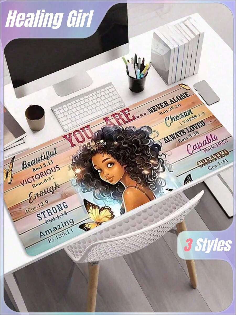 1 pièce Tapis de souris avec motif de souris de dessin animé mignon, esthétique. Grand tapis de bureau pour e-sport, bureau. Tapis de clavier antidérapant en caoutchouc naturel pour gamer. Cadeau de fête pour les amis, rentrée scolaire