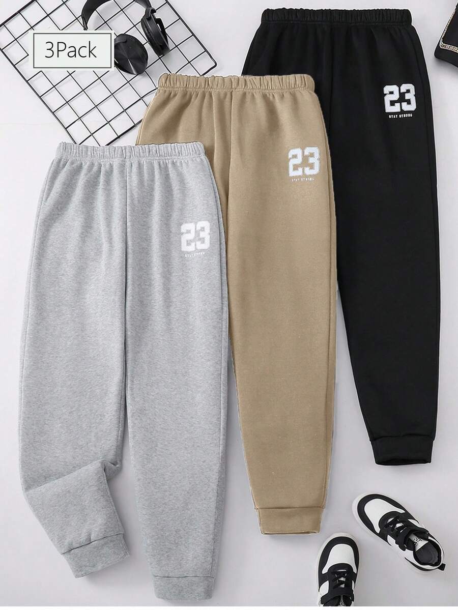 3pcs/Set Casual Graphic Print Sweatpants For Tween BoySuitable For Autumn/Winter Daily, Commuting, School, Sports Wear, Multi-Color & Style Options - Multicolor - View 1