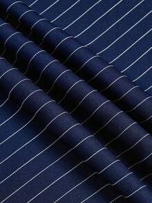 Selianne 女士新款藏蓝色条纹西装裤，高腰优雅时尚高端褶裥弹力腰直筒宽松阔腿休闲裤，适合春秋季、日常通勤，百搭 - 藏蓝色 - 查看 6