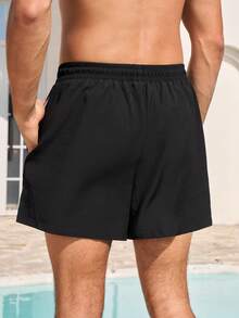 Manfinity VDAYZ Men's Drawstring Waist Casual Beach Shorts - Black - View 2