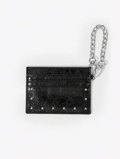 Viva Strut 1个铆钉装饰多卡位卡夹，金属链扣，Tcool风包吊坠钱包