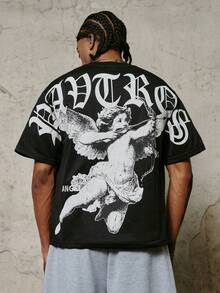 PAVTROS Men's Minimalist Printed Round Neck Short Sleeve T-Shirt - Black - View 6